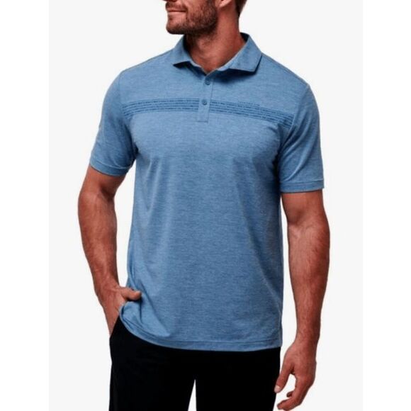 Travis Mathew Men's Heater Pro Chest Stripe Golf Polo Blue S - Picture 1 of 11